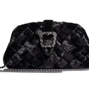 Sam Edelman Brit Frame Cross Body Clutch Black Gunmetal